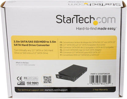 StarTech.com 2.5in SATA/SAS SSD/HDD to 3.5in SATA Hard Drive Converter - Storage bay adapter - 3.5" to 2.5" - black (25SATSAS35