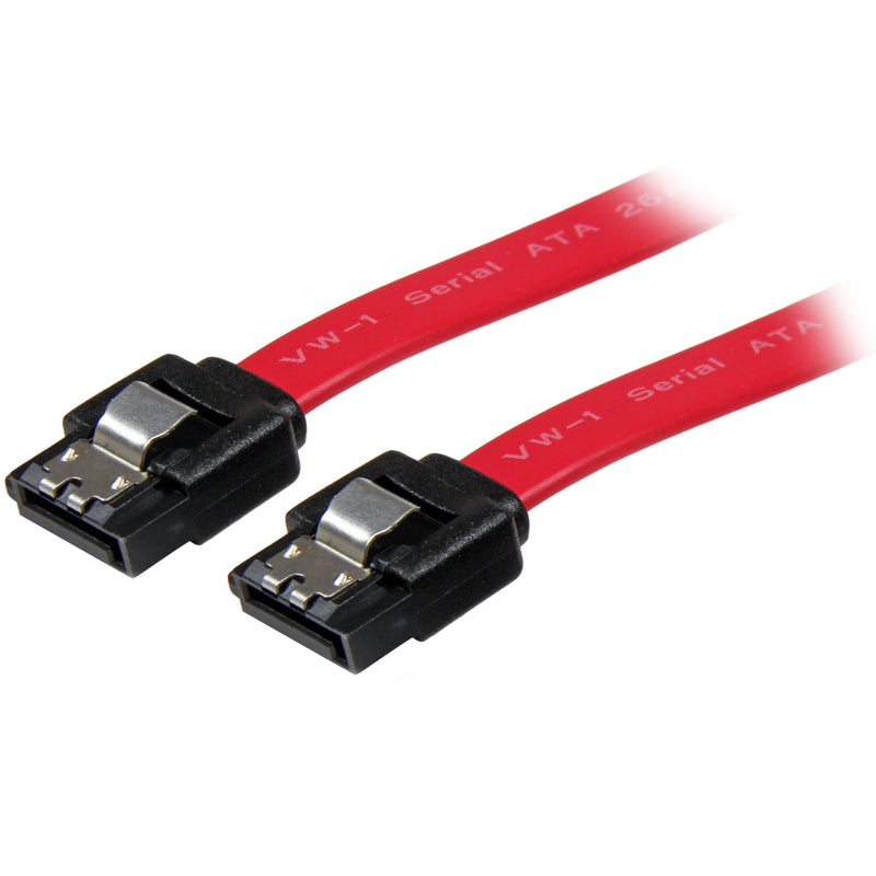 StarTech.com 12in Latching SATA Cable - SATA cable - Serial ATA 150/300/600 - SATA (R) to SATA (R) - 1 ft - latched - red (LSATA12