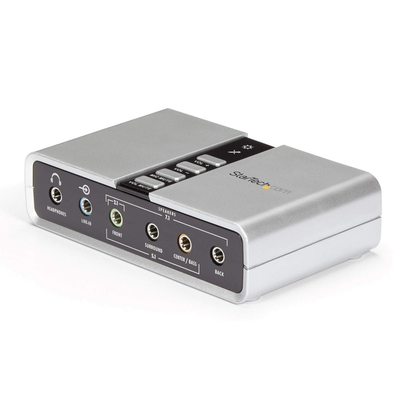 StarTech.com 7.1 USB - External Sound Card for Laptop with SPDIF Digital Audio - Sound Card for PC - Silver (ICUSBAUDIO7D