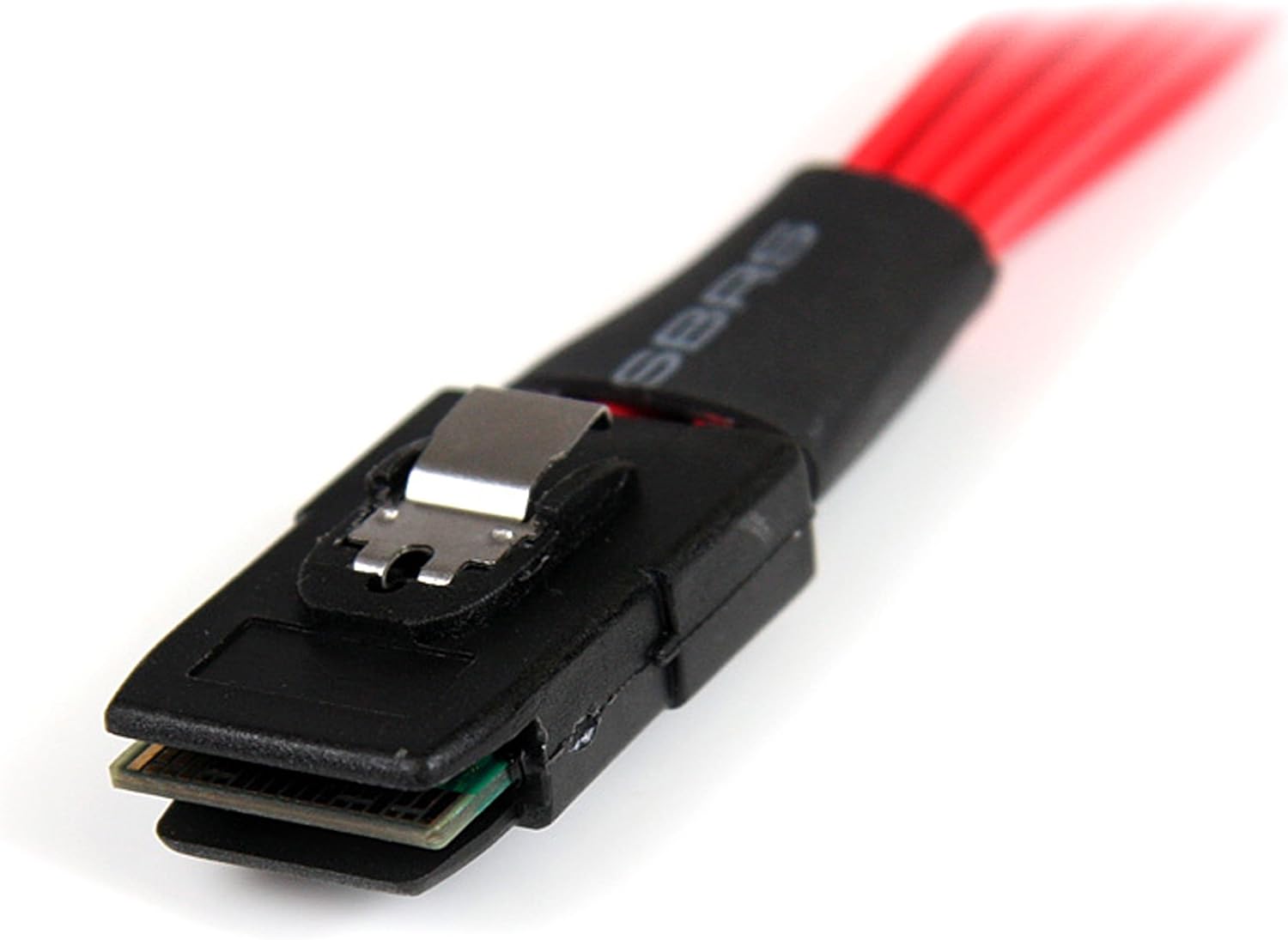 StarTech.com Cable Adaptador de 50cm Mini SAS Serial Attached SCSI SFF 8087 mSAS iSAS Interno a 4x SATA Cierre Latching Pestillo - Rojo