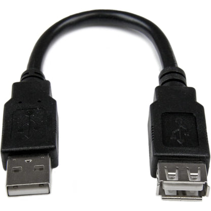 StarTech.com 6in USB 2.0 Extension Adapter Cable A to A - M/F - USB extension cable - USB (M) to USB (F) - USB 2.0 - 5.9 in - black (USBEXTAA6IN