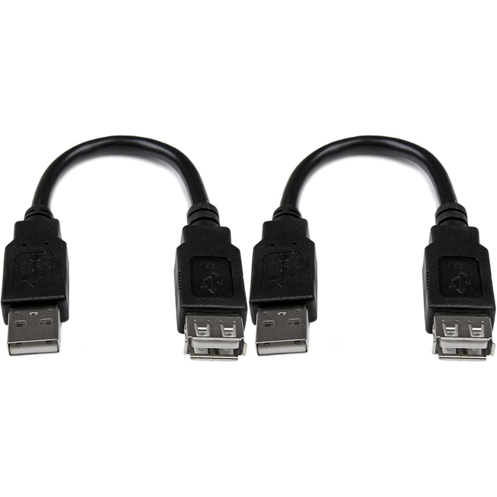 StarTech.com 6in USB 2.0 Extension Adapter Cable A to A - M/F - USB extension cable - USB (M) to USB (F) - USB 2.0 - 5.9 in - black (USBEXTAA6IN
