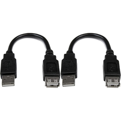StarTech.com 6in USB 2.0 Extension Adapter Cable A to A - M/F - USB extension cable - USB (M) to USB (F) - USB 2.0 - 5.9 in - black (USBEXTAA6IN