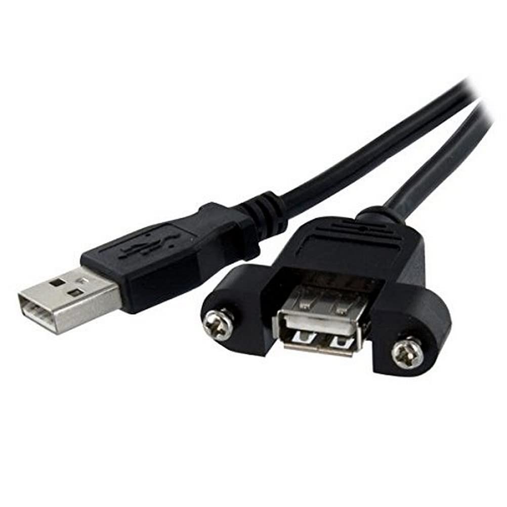 StarTech.com USBPNLAFAM2 2 ft Panel Mount USB Cable A to A F/M, Panel Mount USB Extension USB A-Female to A-Male Adapter Cable 2ft, USB-A (F) Port,Black