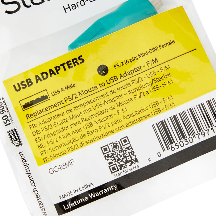 StarTech.com GC46MF Replacement PS/2 Mouse to USB Adapter F/M, Use with PS/2 and USB Capable Mouse Only