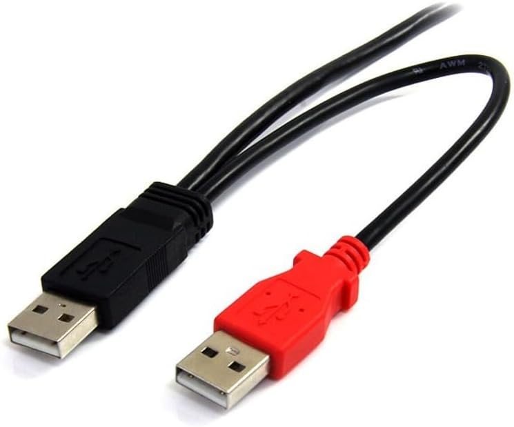 StarTech.com 6 ft USB Y Cable for External Hard Drive, USB A to Mini B, USB Cable, USB (M) to Mini-USB Type B (M), USB 2.0, 6 ft, Black