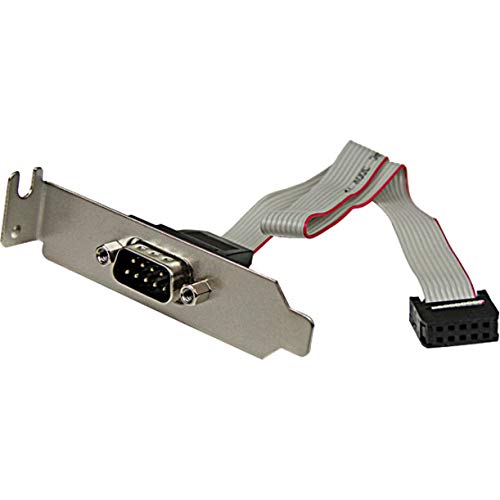 StarTech.com PLATE9MLP 9 Pin Serial Male to 10 Pin Motherboard Header LP Slot Plate, Serial Panel, DB-9 (M) to 10 Pin IDC (F), 9.1 Inch, Grey