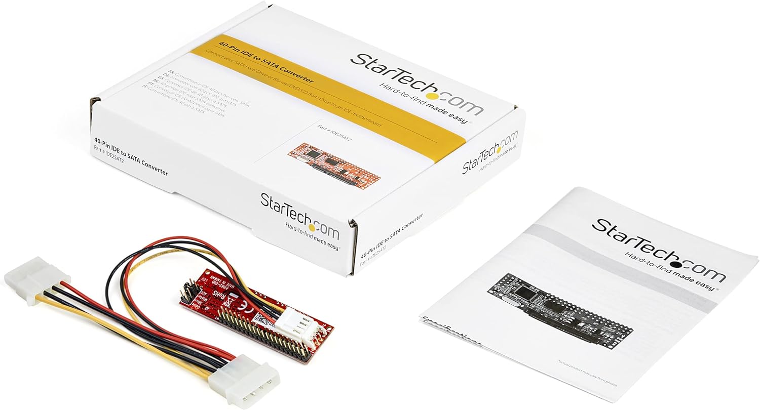StarTech.com IDE to SATA Hard Drive or Optical Drive Adapter Converter - 40-Pin PATA to 2.5" SATA HDD / SSD / ODD Converter (IDE2SAT2