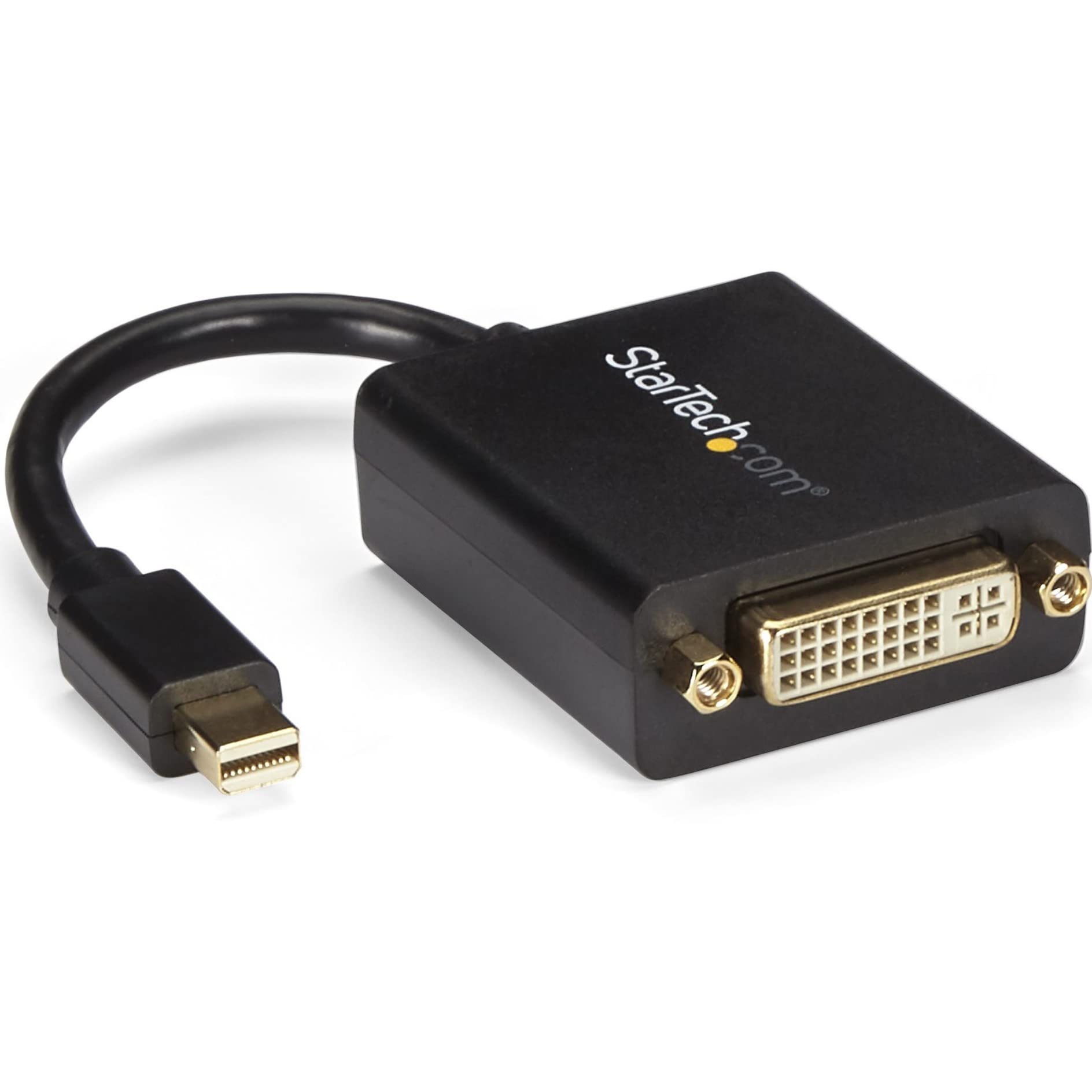 StarTech.com Mini DisplayPort to DVI Adapter - Mini DP to DVI-D Converter - 1080p Video - VESA Certified - mDP or Thunderbolt 1/2 Mac/PC to DVI Monitor - mDP 1.2 to DVI Single-Link Dongle (MDP2DVI) Black Adapter