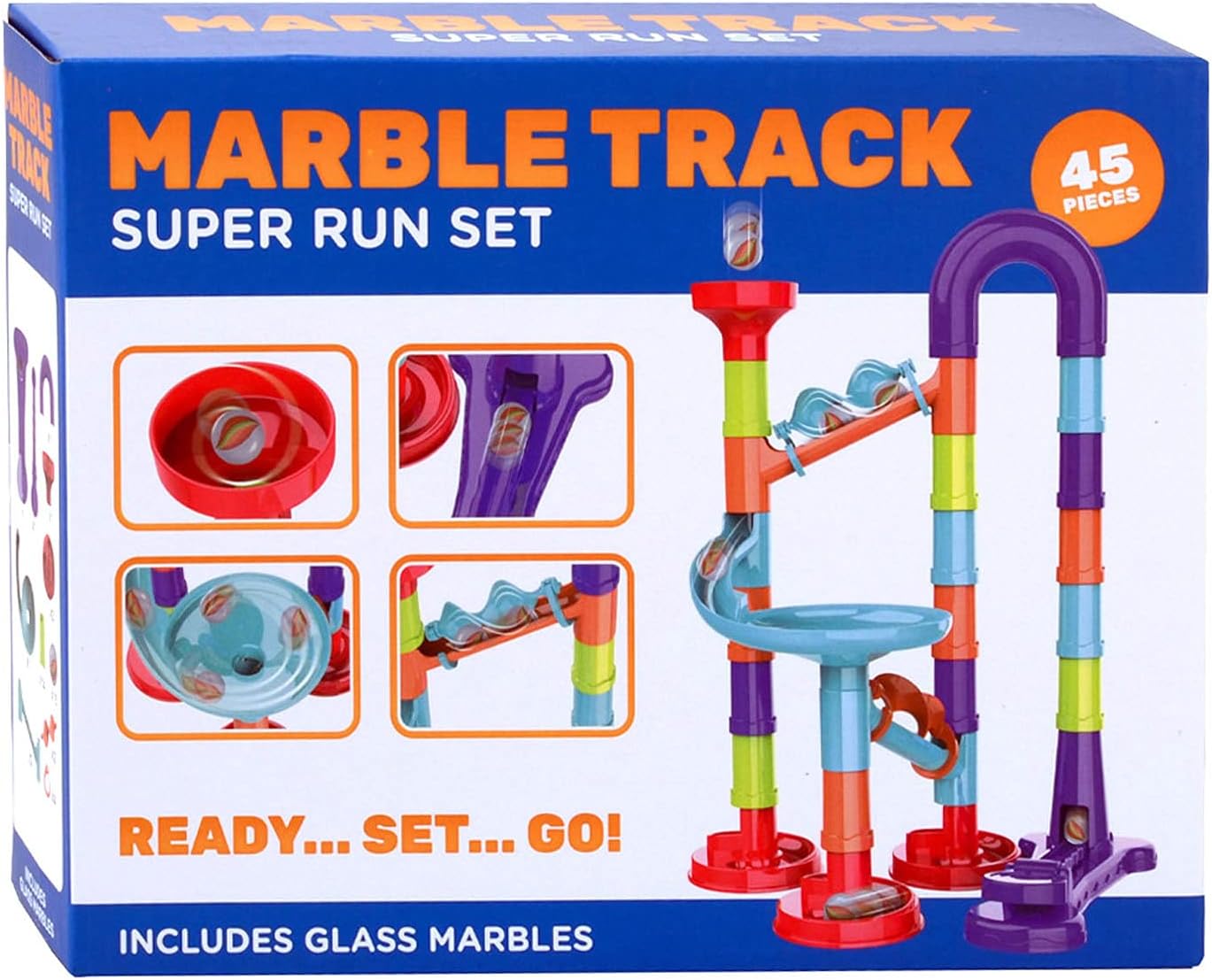 Jugueprive-Marble Track Super Run Set, 45 piezas.