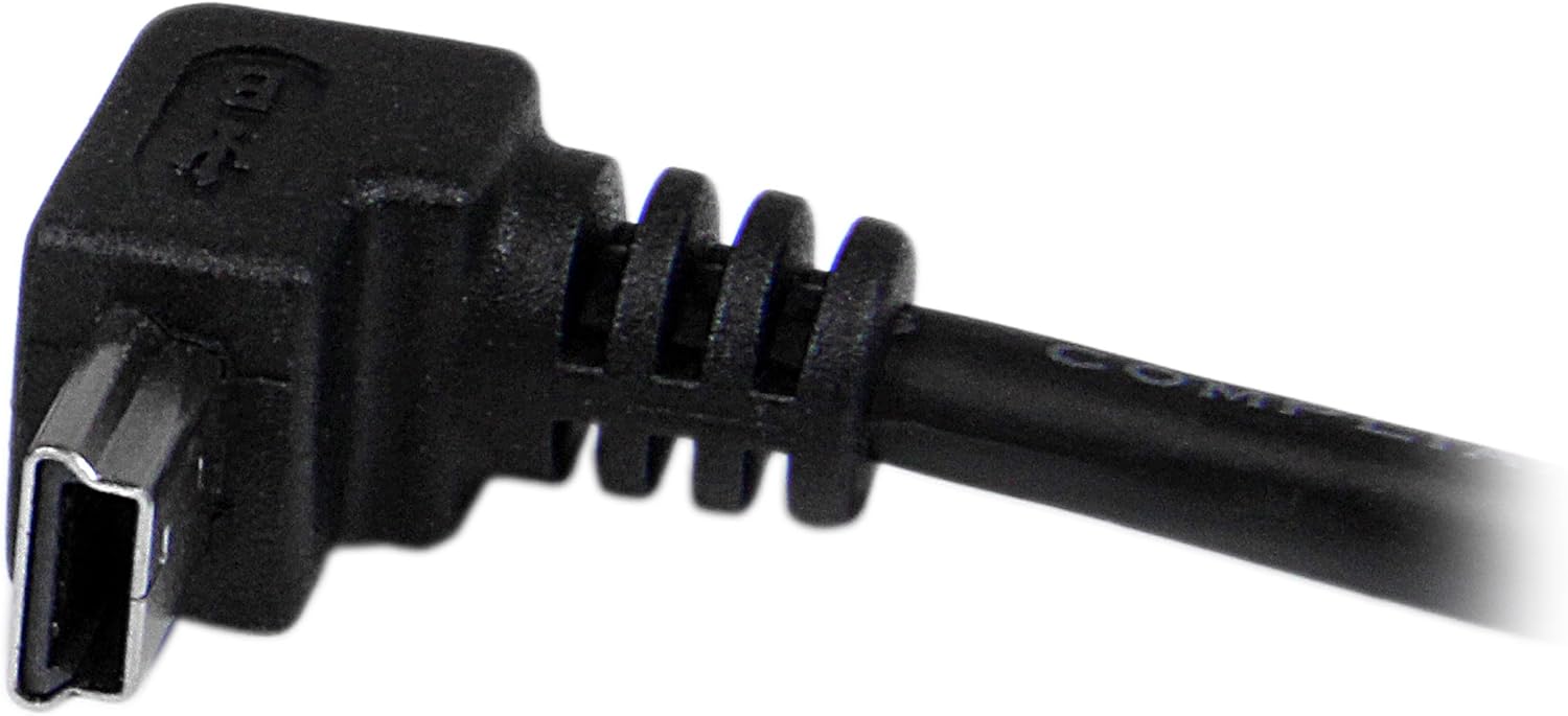 StarTech.com Down Angle Mini USB Cable - 2m - Black - USB A to Mini USB B - USB to Mini USB Cable - Mini USB Charger - USB A to Mini B (USBAMB2MD