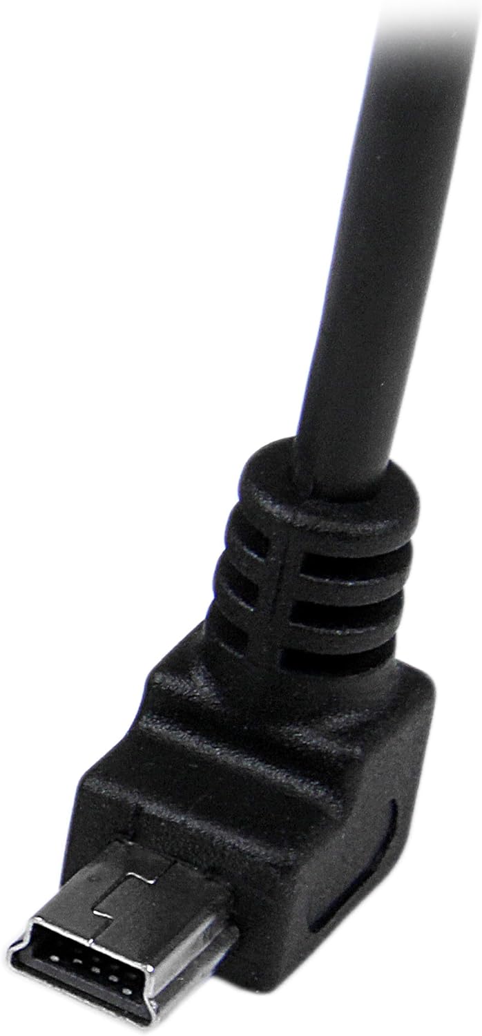 StarTech.com Down Angle Mini USB Cable - 2m - Black - USB A to Mini USB B - USB to Mini USB Cable - Mini USB Charger - USB A to Mini B (USBAMB2MD