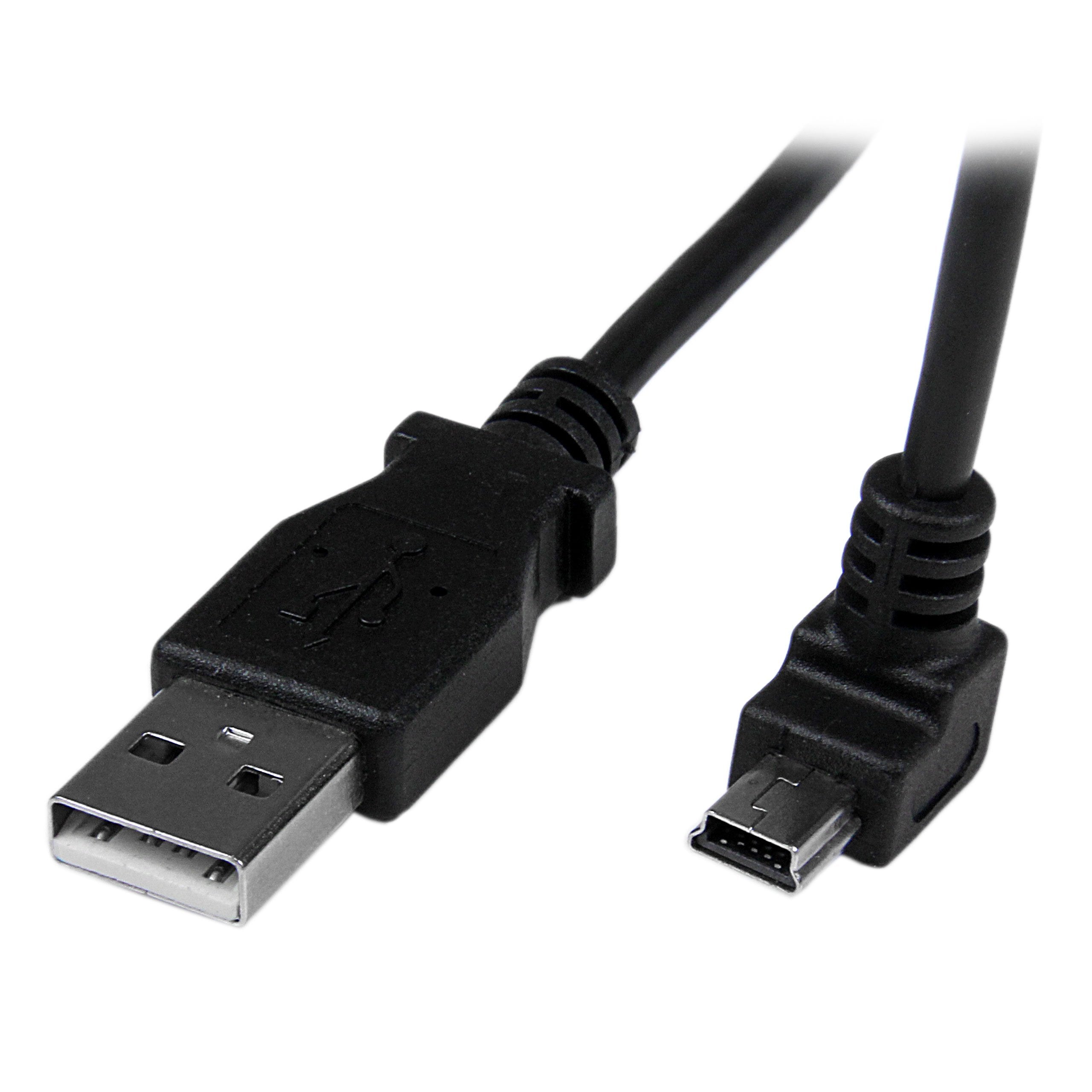 StarTech.com Down Angle Mini USB Cable - 2m - Black - USB A to Mini USB B - USB to Mini USB Cable - Mini USB Charger - USB A to Mini B (USBAMB2MD