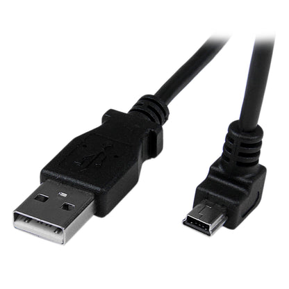 StarTech.com Down Angle Mini USB Cable - 2m - Black - USB A to Mini USB B - USB to Mini USB Cable - Mini USB Charger - USB A to Mini B (USBAMB2MD