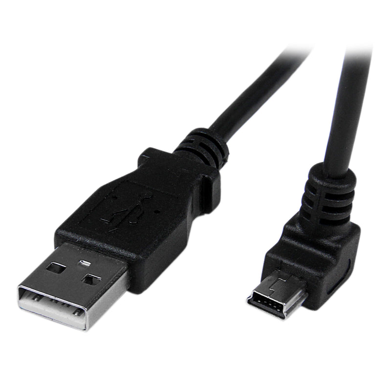 StarTech.com Down Angle Mini USB Cable - 2m - Black - USB A to Mini USB B - USB to Mini USB Cable - Mini USB Charger - USB A to Mini B (USBAMB2MD