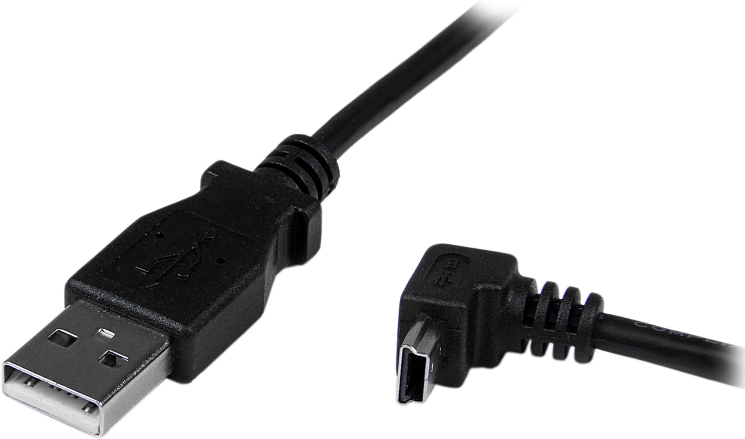 StarTech.com Down Angle Mini USB Cable - 2m - Black - USB A to Mini USB B - USB to Mini USB Cable - Mini USB Charger - USB A to Mini B (USBAMB2MD