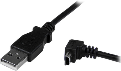 StarTech.com Down Angle Mini USB Cable - 2m - Black - USB A to Mini USB B - USB to Mini USB Cable - Mini USB Charger - USB A to Mini B (USBAMB2MD