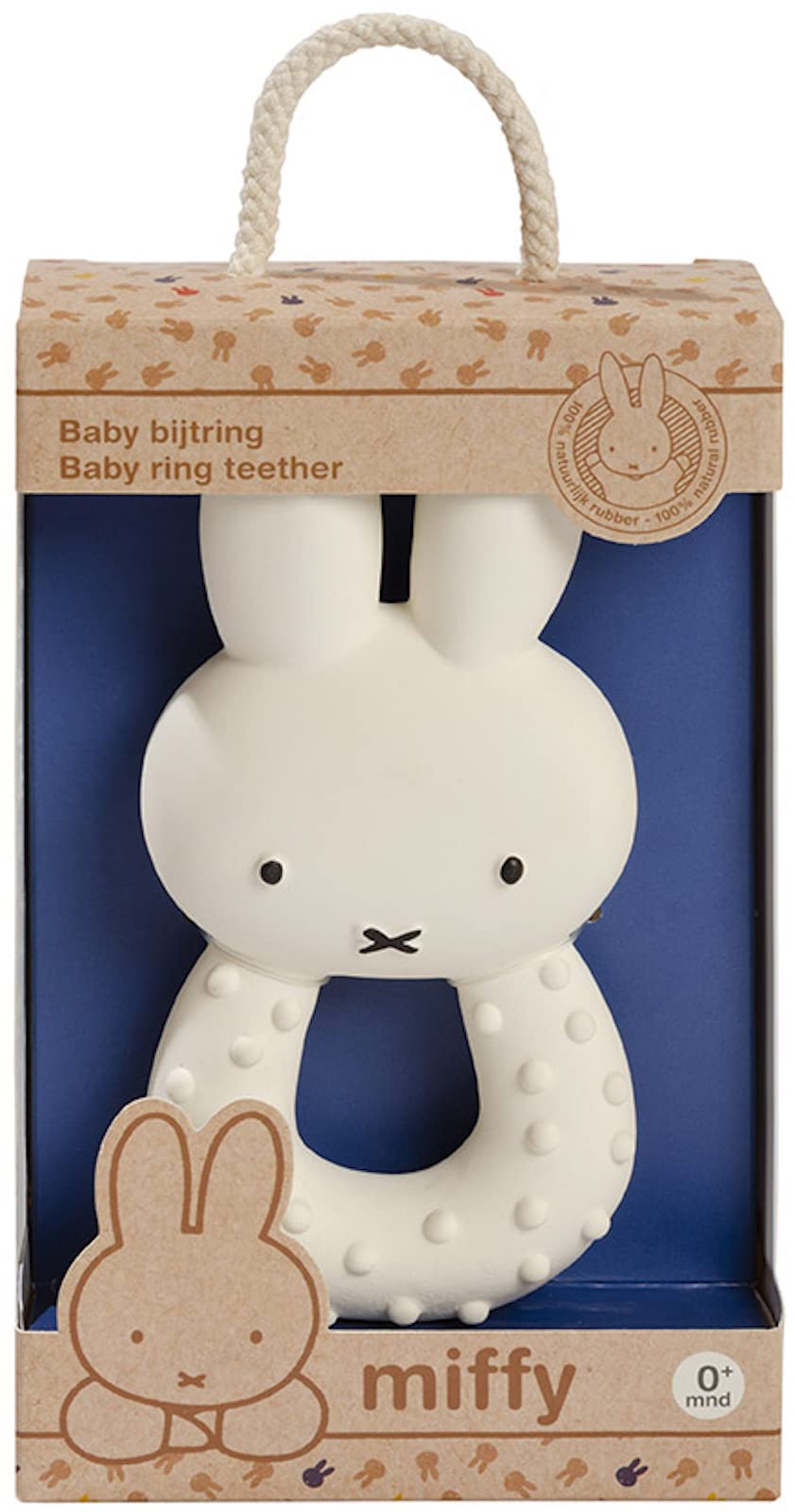 Miffy Baby Teething Ring: 100% Natural Rubber Teething Toy, Soothes Sore Gums, for Babies Aged 0+