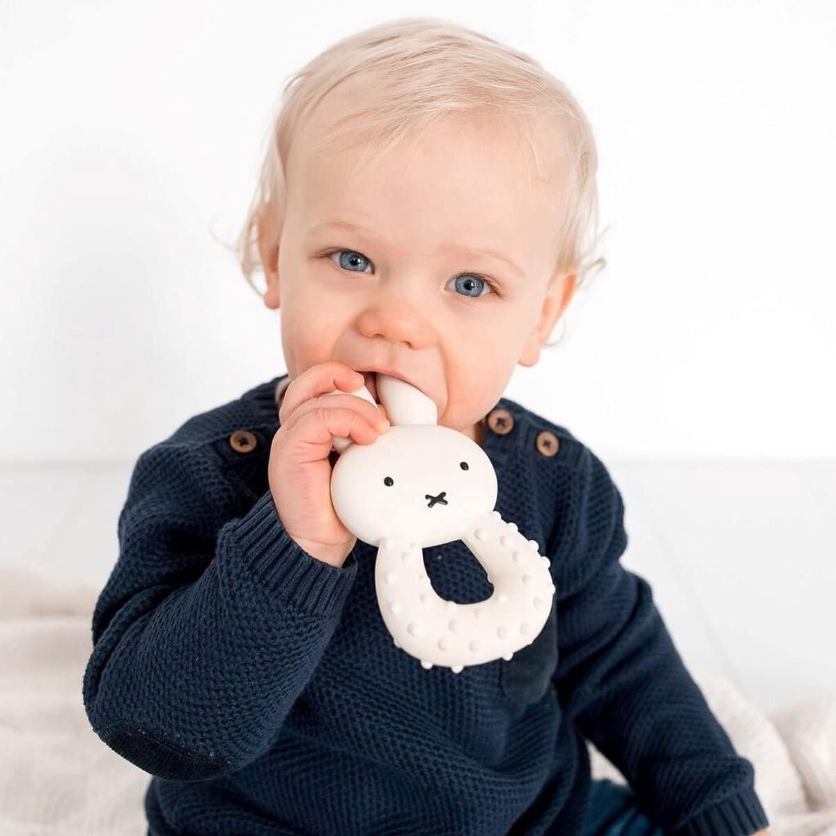 Miffy Baby Teething Ring: 100% Natural Rubber Teething Toy, Soothes Sore Gums, for Babies Aged 0+