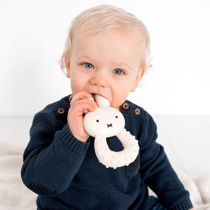 Miffy Baby Teething Ring: 100% Natural Rubber Teething Toy, Soothes Sore Gums, for Babies Aged 0+