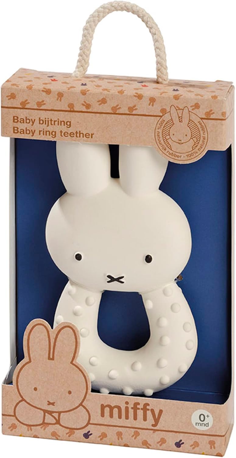 Miffy Baby Teething Ring: 100% Natural Rubber Teething Toy, Soothes Sore Gums, for Babies Aged 0+