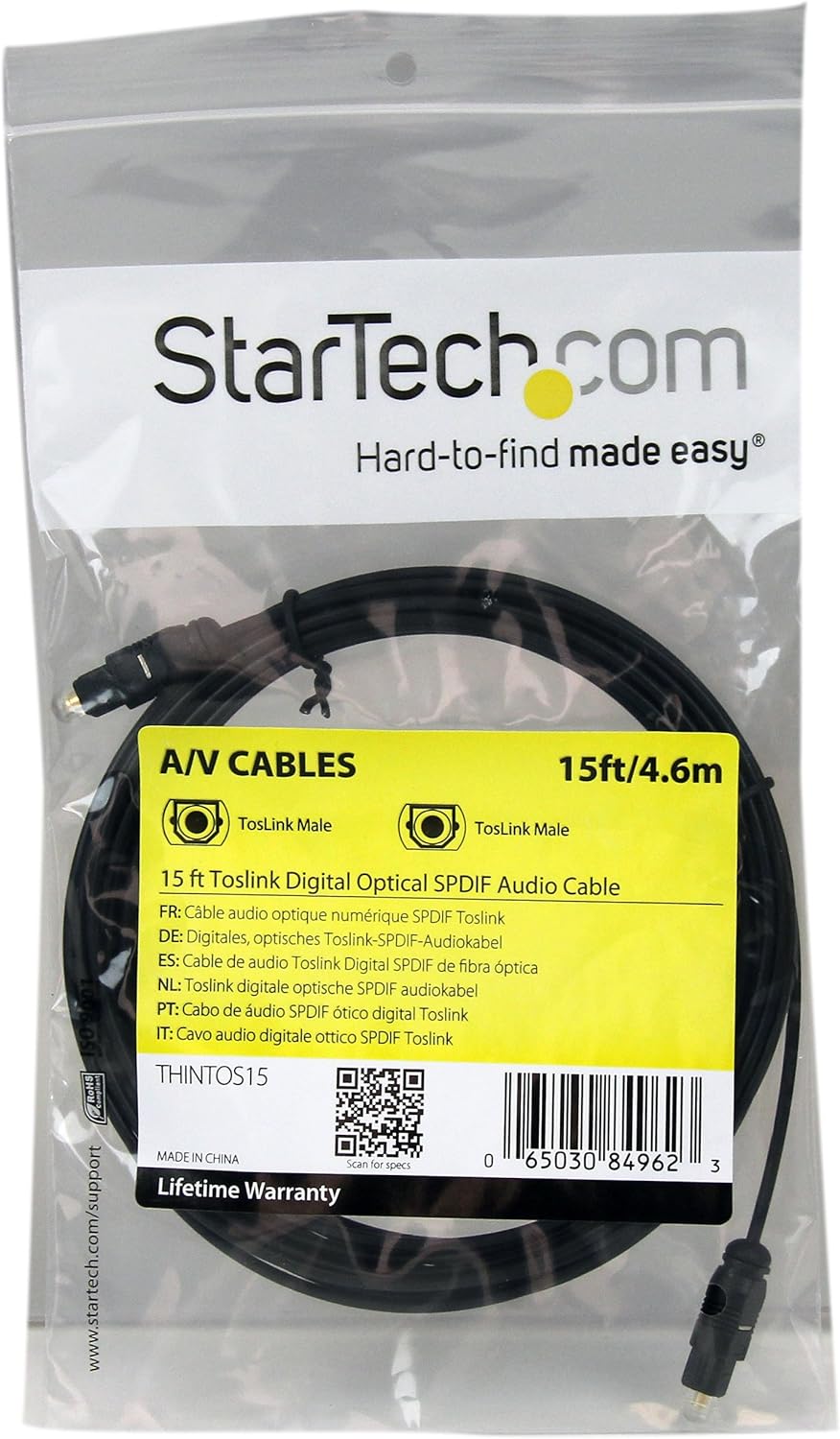 15Ft Thin Toslink Optical
