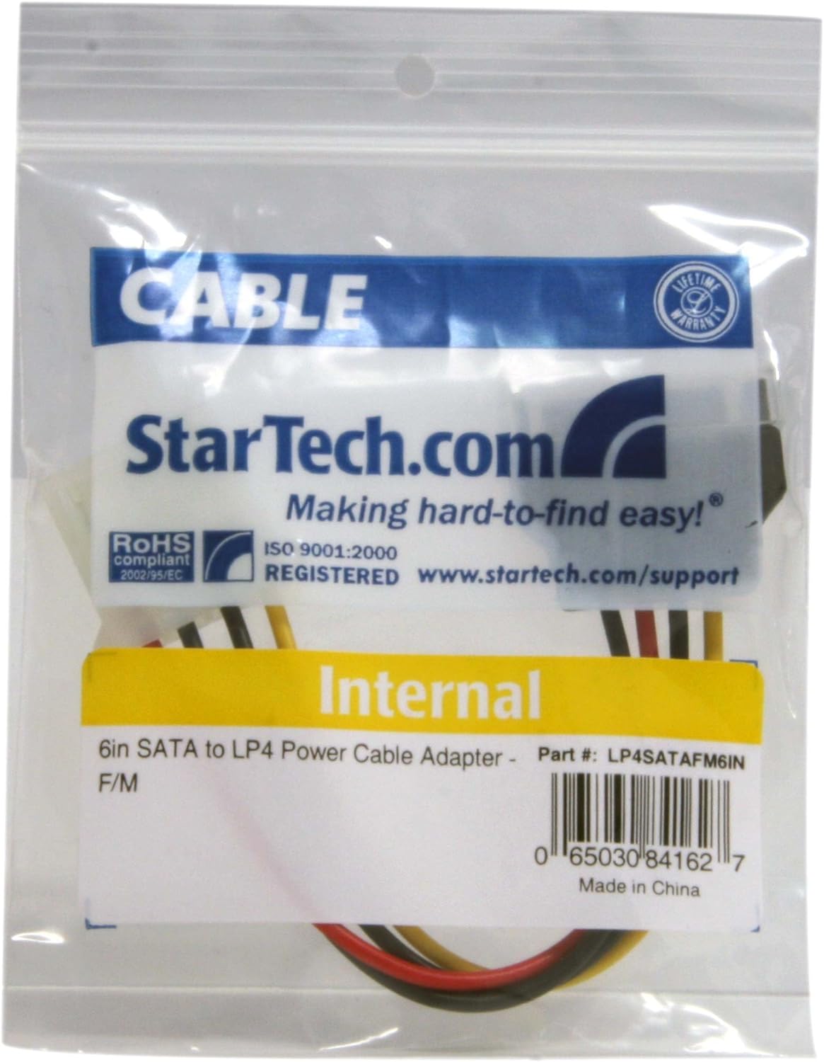 StarTech.com SATA to LP4 Power Cable Adapter - F/M - Power adapter - SATA power (M) to 4 pin internal power (F) - black - LP4SATAFM6IN