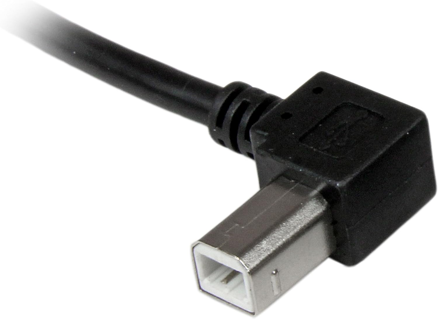 StarTech.com USBAB1ML 1 m USB 2.0 A to Left Angle B Cable Cord, 1 m USB Printer Cable, Left Angle USB B Cable, 1x USB A (M), 1x USB B (M), Black