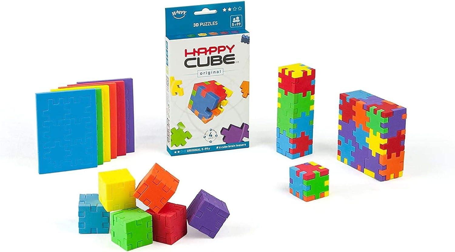 HAPPY HCO300 Original Cardboard Box 3D Puzzle, Pack of 6 , 13x2,6x23 cm