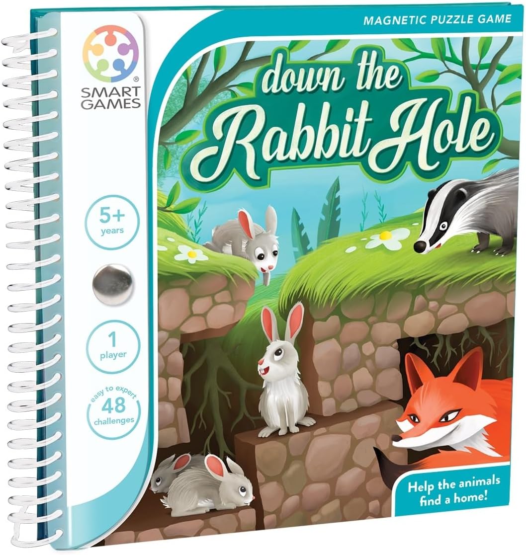 Smart Games - Down the Rabbit Hole, Magnetic Puzzle Game with 48 Challenges, 5+ Years