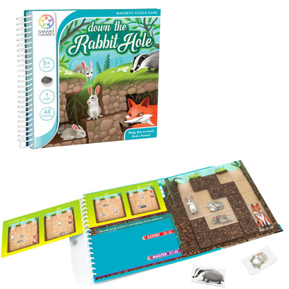 Smart Games - Down the Rabbit Hole, Magnetic Puzzle Game with 48 Challenges, 5+ Years