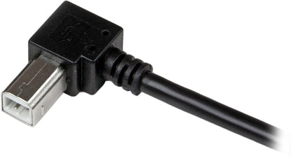 StarTech.com USBAB2MR 2 m USB 2.0 A to Right Angle B Cable Cord, 2 m USB Printer Cable, Right Angle USB B Cable, 1x USB A (M), 1x USB B (M), Black