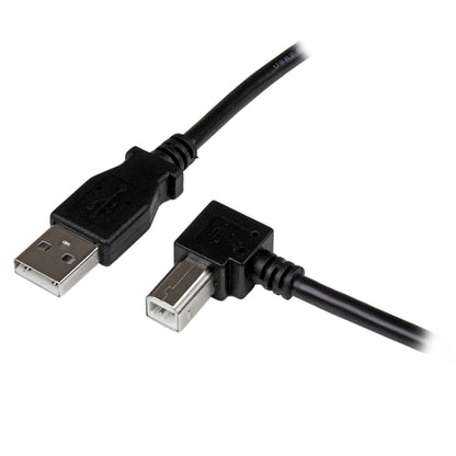 StarTech.com USBAB2MR 2 m USB 2.0 A to Right Angle B Cable Cord, 2 m USB Printer Cable, Right Angle USB B Cable, 1x USB A (M), 1x USB B (M), Black