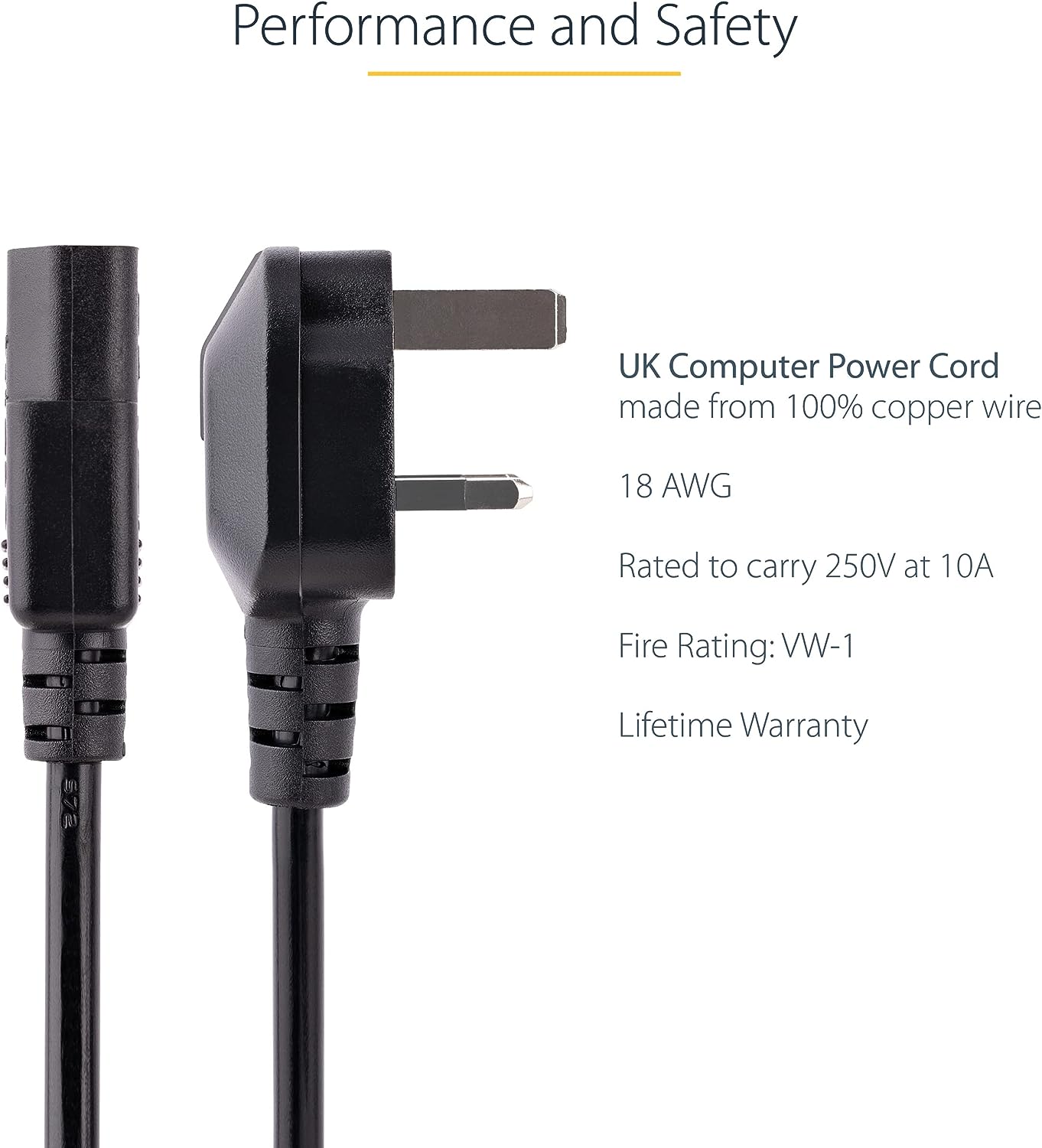 StarTech.com Standard UK Computer Power Cord - Power cable - IEC 60320 C13 to BS 1363 (M) - 6 ft - black (PXT101UK