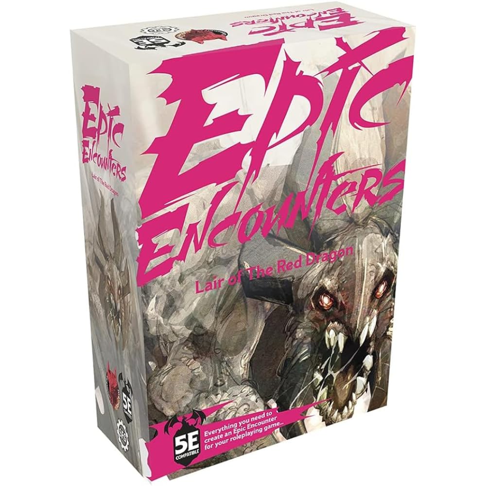 Epic Encounters: Lair of The Red Dragon RPG Juego de Mesa de fantasía con Enorme Miniatura de Jefe, tapete de Juego de Doble Cara y Libro de Aventuras Game Master con estadísticas de Monstruos