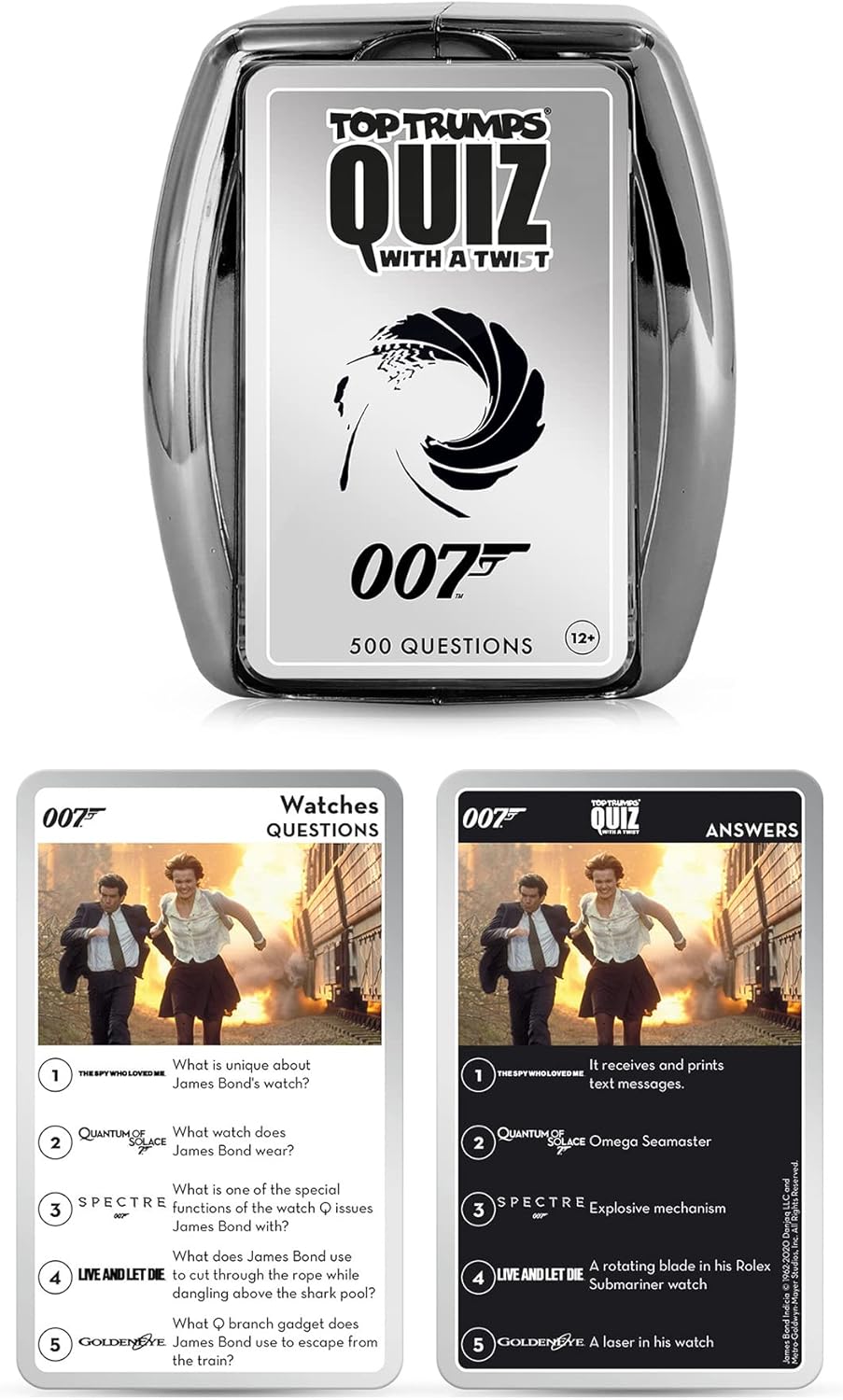 Top Trumps James Bond Quiz Game, 500 questions to test your MI6 knowledge starting with Dr. No, No Time To Die, Casino Royale and You Only Live Twice, makes a great gift for ages 12 plus