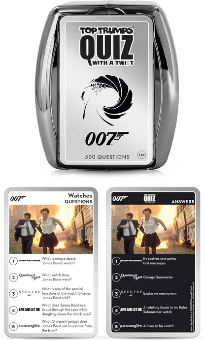 Top Trumps James Bond Quiz Game, 500 questions to test your MI6 knowledge starting with Dr. No, No Time To Die, Casino Royale and You Only Live Twice, makes a great gift for ages 12 plus