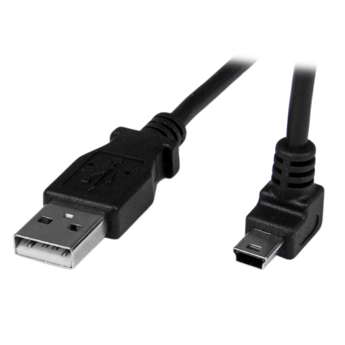StarTech.com 1m Mini USB Cable Cord - A to Up Angle Mini B - Up Angled Mini USB Cable - 1x USB A (M), 1x USB Mini B (M) - Black (USBAMB1MU