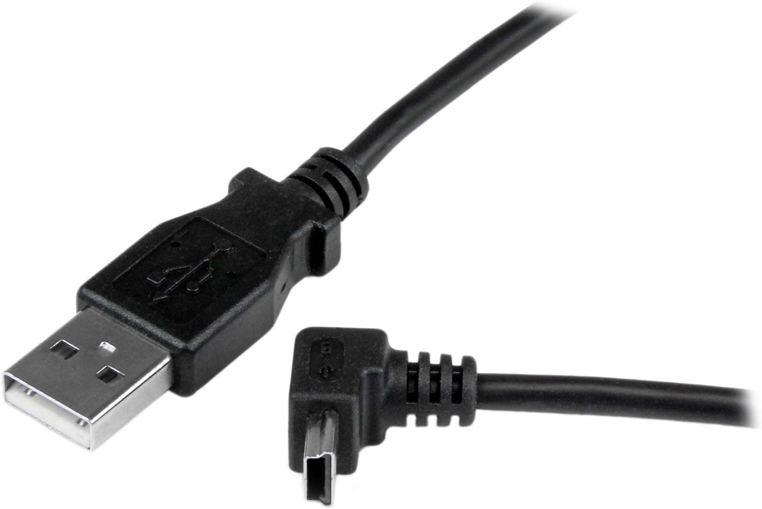 StarTech.com 1m Mini USB Cable Cord - A to Up Angle Mini B - Up Angled Mini USB Cable - 1x USB A (M), 1x USB Mini B (M) - Black (USBAMB1MU