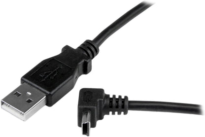 StarTech.com 1m Mini USB Cable Cord - A to Up Angle Mini B - Up Angled Mini USB Cable - 1x USB A (M), 1x USB Mini B (M) - Black (USBAMB1MU