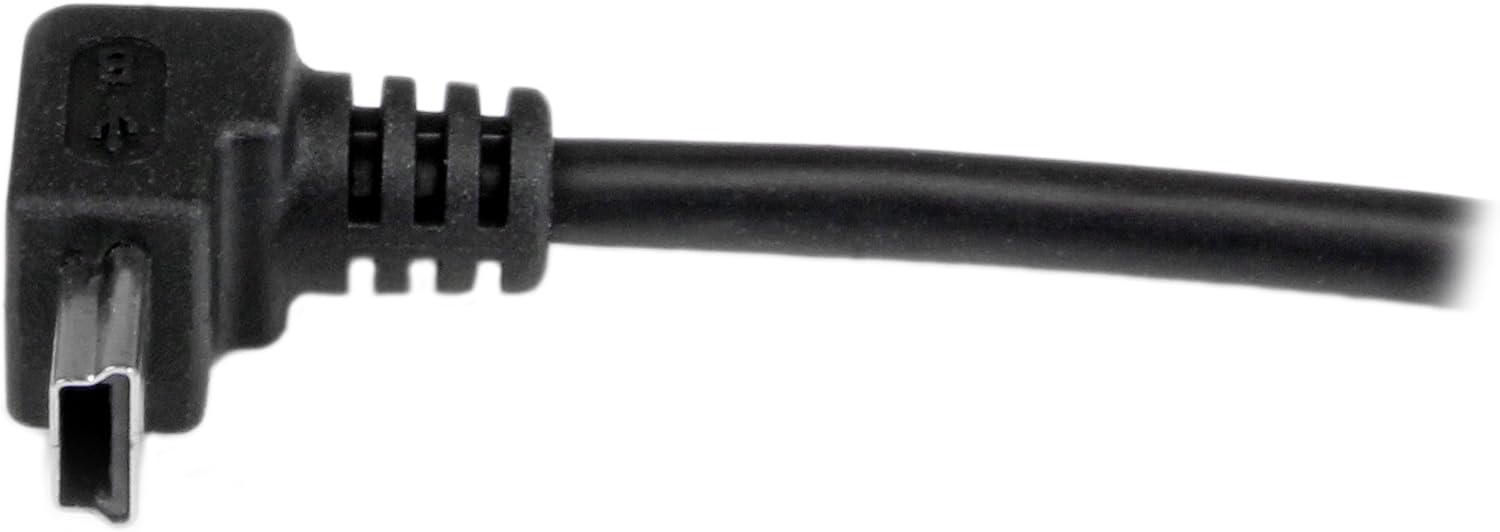 StarTech.com 1m Mini USB Cable Cord - A to Up Angle Mini B - Up Angled Mini USB Cable - 1x USB A (M), 1x USB Mini B (M) - Black (USBAMB1MU