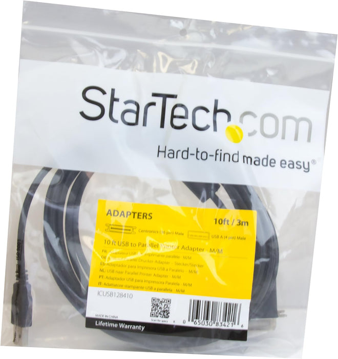 StarTech.com 10 ft USB to Parallel Printer Adapter - M/M - USB to ieee 1284 - USB to centronics - USB to Parallel Cable (ICUSB128410