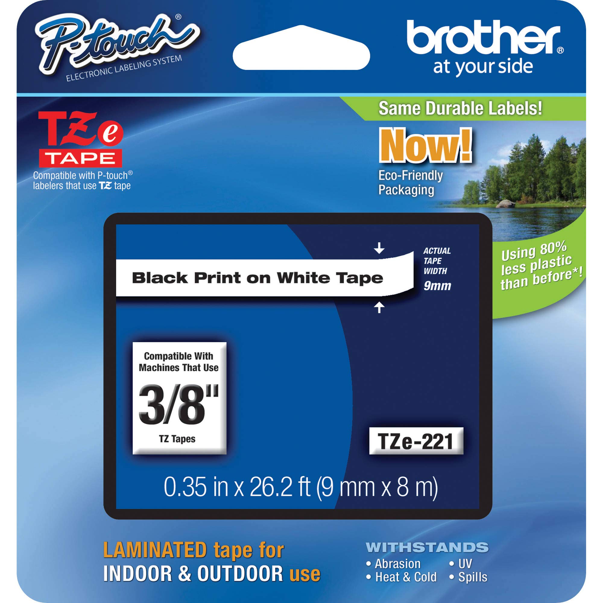 Brother TZE221 - BROTHER TZE221 P-TOUCH TAPE BLACK ON WHITE 9MM