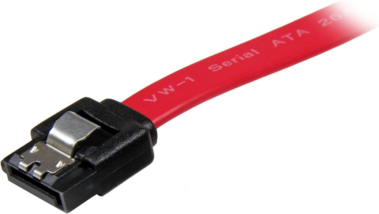 StarTech.com 18in Latching SATA Cable - SATA cable - Serial ATA 150/300/600 - SATA (R) to SATA (R) - 1.5 ft - latched - red - LSATA18