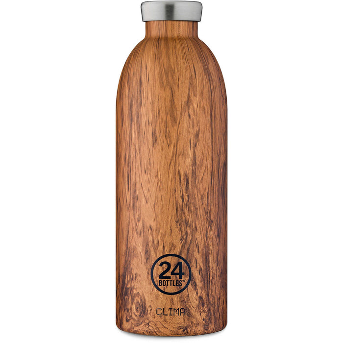 24 Bottles Clima Bottle Insulated Flask Made of Food-Grade Stainless Steel in Sequoia Wood Colour, 850 ml