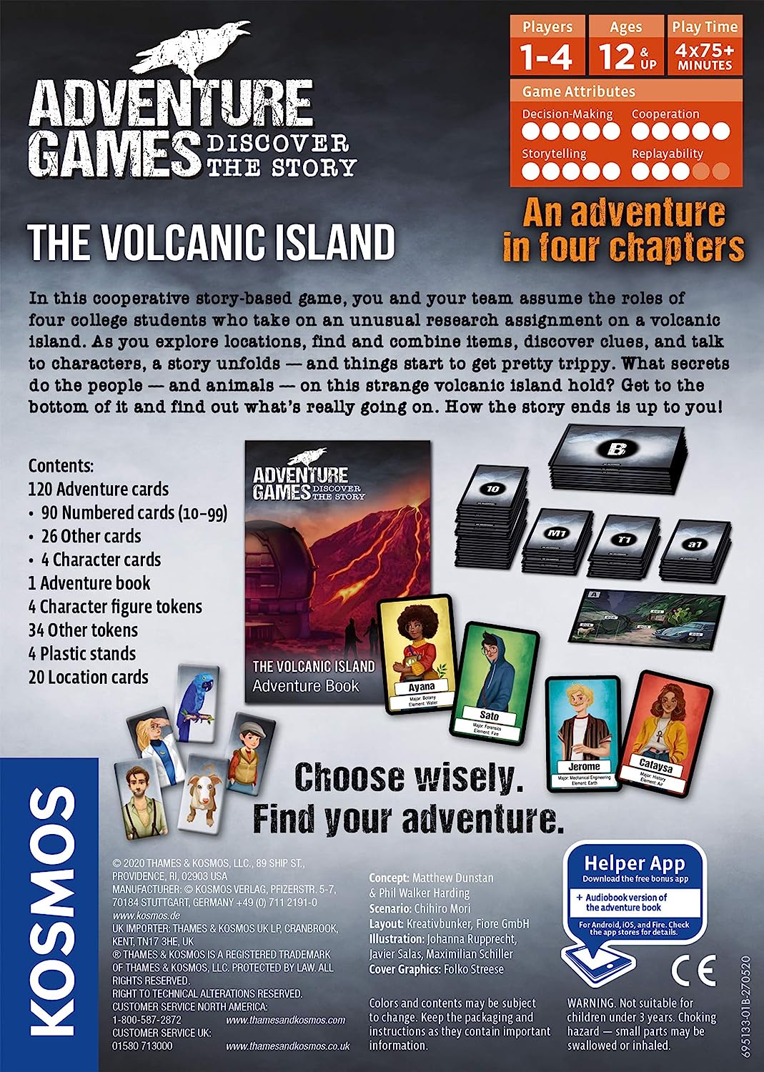 Thames & Kosmos, 695133, Adventure Game: The Volcanic Island, Discover The Story, Cooperative Board Game, 1-4 Players, Ages 12+