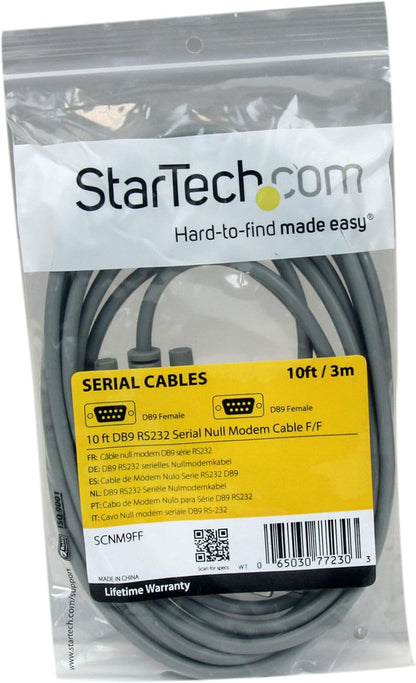 StarTech.com SCNM9FF 10 Inch RS232 Serial Null Modem Cable, Null Modem Cable, DB-9 (F) to DB-9 (F), 10 ft