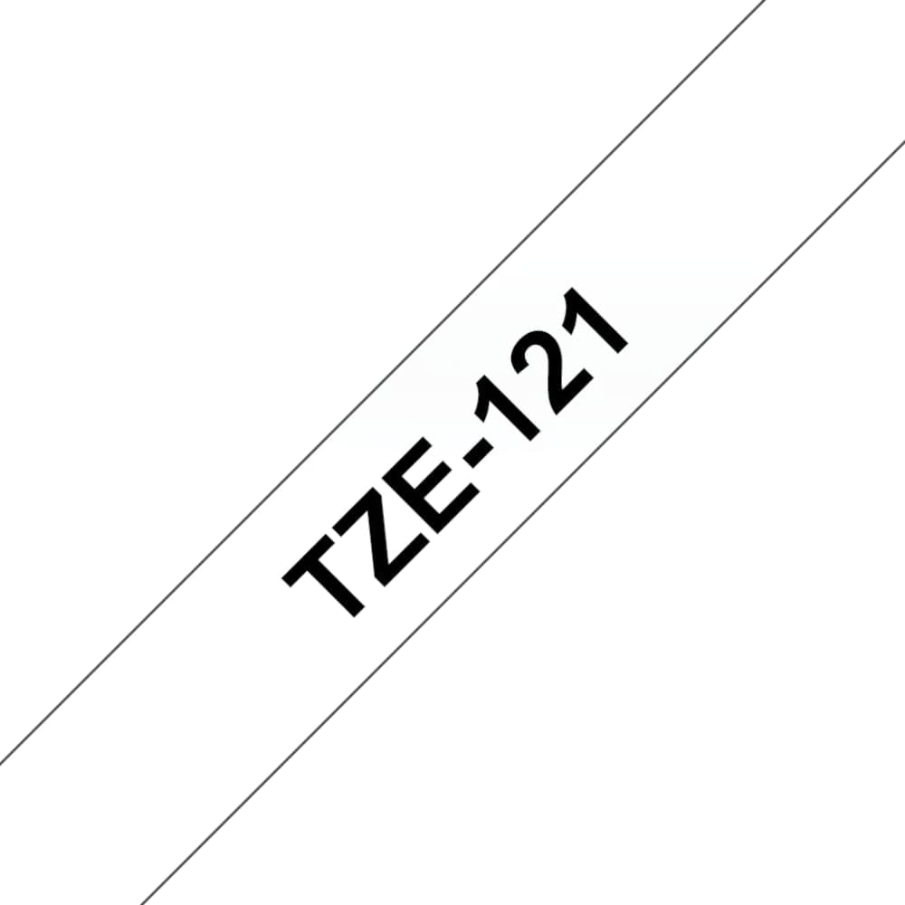 Brother TZe-121 - Standard adhesive - black on clear - Roll (0.9 cm x 8 m) 1 cassette(s) laminated tape - for Brother PT-D210, D600, H110, P-Touch PT-1005, 1880, E800, H110, P-Touch Cube Plus PT-P710
