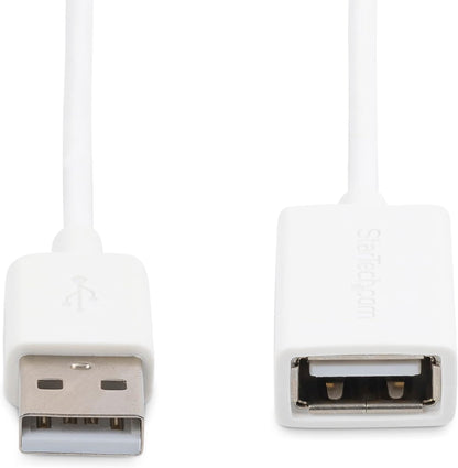 StarTech.com 3m White USB 2.0 Extension Cable Cord - A to A - USB Male to Female Cable - 1x USB A (M), 1x USB A (F) - White, 3 meter (USBEXTPAA3MW