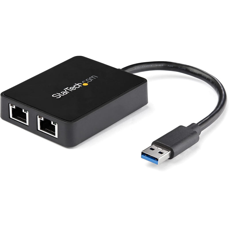 StarTech.com USB 3.0 to Dual Port Gigabit Ethernet Adapter w/ USB Port - 10/100/100 - USB Gigabit LAN Network NIC Adapter (USB32000SPT